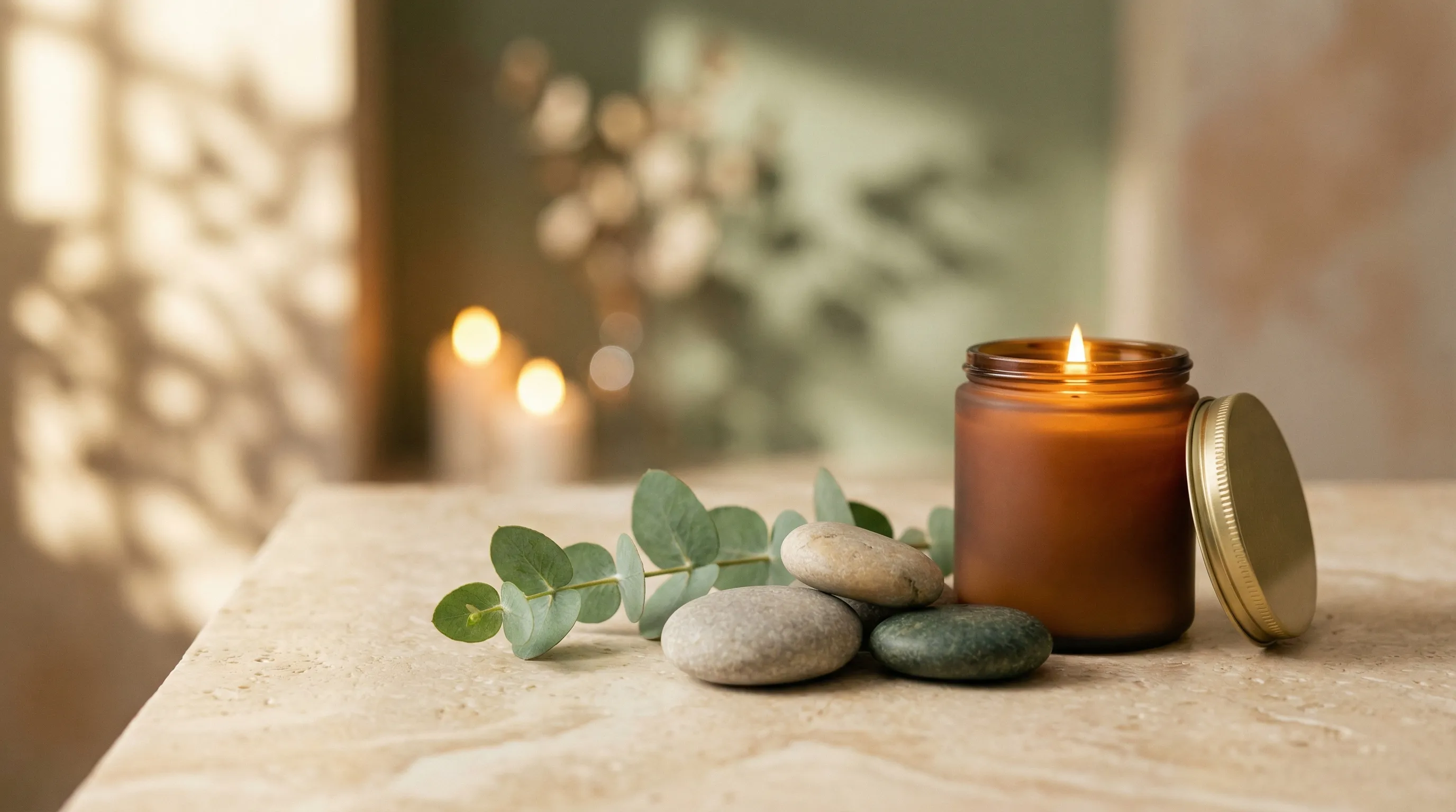 RINOVA Longevity lounge corner with stone feature wall and relaxed seating