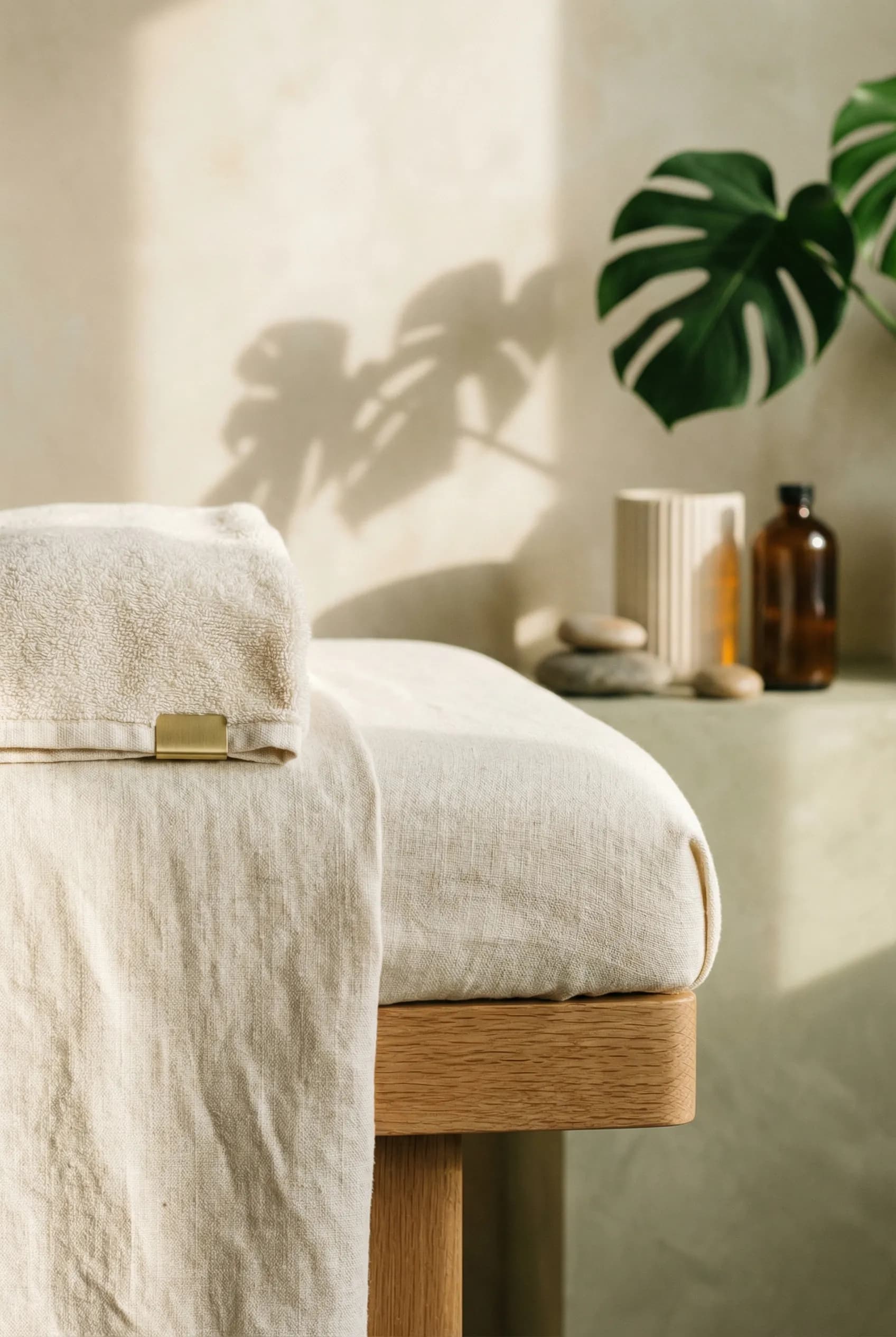 RINOVA Longevity treatment room with warm wood walls and soft ambient lighting